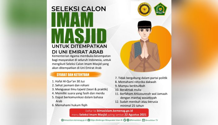 Kuy Daftar! Kemenag Kembali Buka Seleksi Imam Masjid untuk Uni Emirat Arab