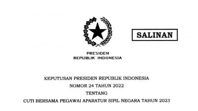 Berikut Keppres 24/2022 tentang Cuti Bersama ASN Tahun 2023