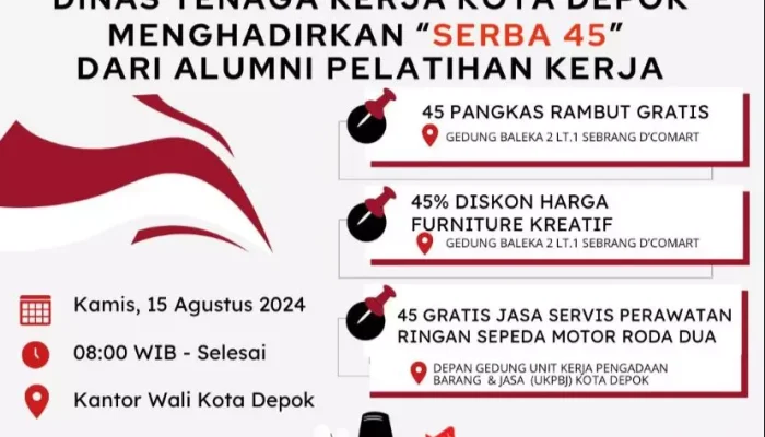 Gebyar Kemerdekaan, Disnaker Depok Siapkan Layanan Pangkas Rambut hingga Servis Motor Gratis